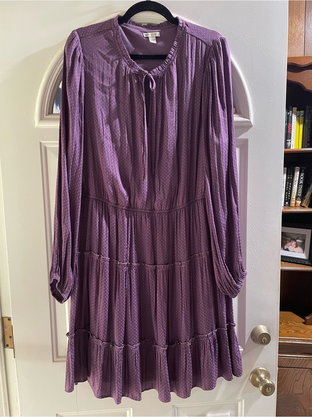 Women’s Tiered Long-Sleeve Purple Dress